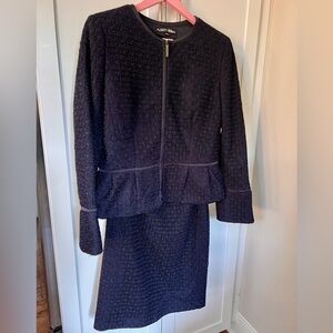 Albert Nipon Women's Lined Black 2 Piece Skirt Suit Size 12 Smart + Stylish